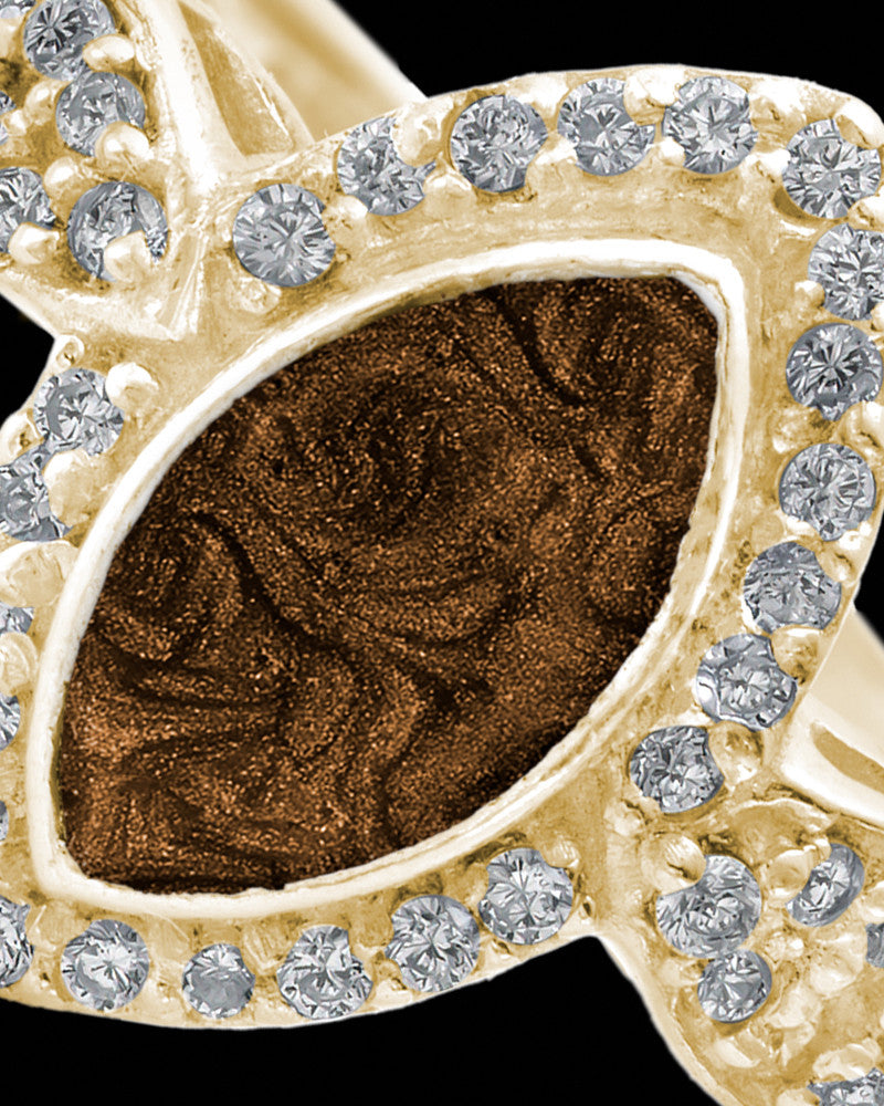 Solid 14K Gold Ladies Prentiss with Coffee Ash Ring