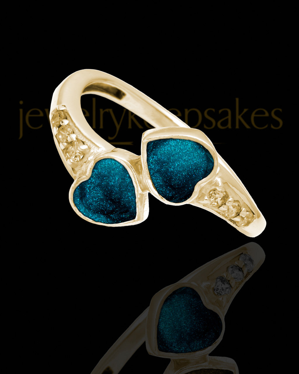 Solid 14K Gold Ladies Isadora with Teal Ash Ring