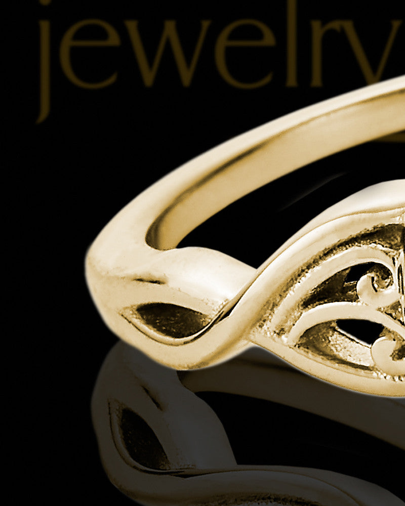 Solid 14K Gold Ladies Abigail with Graphite Ash Ring