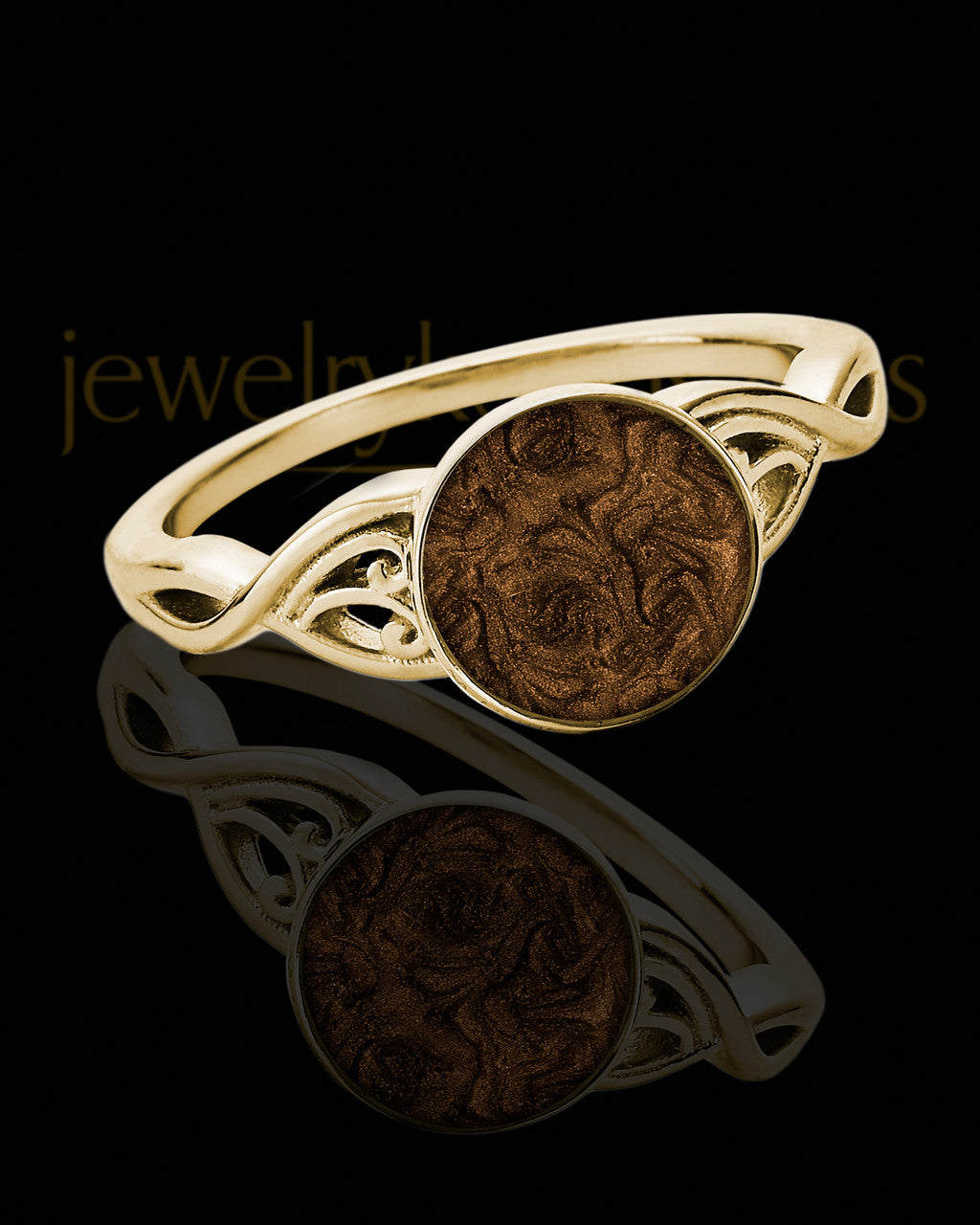 Solid 14K Gold Ladies Abigail with Coffee Ash Ring