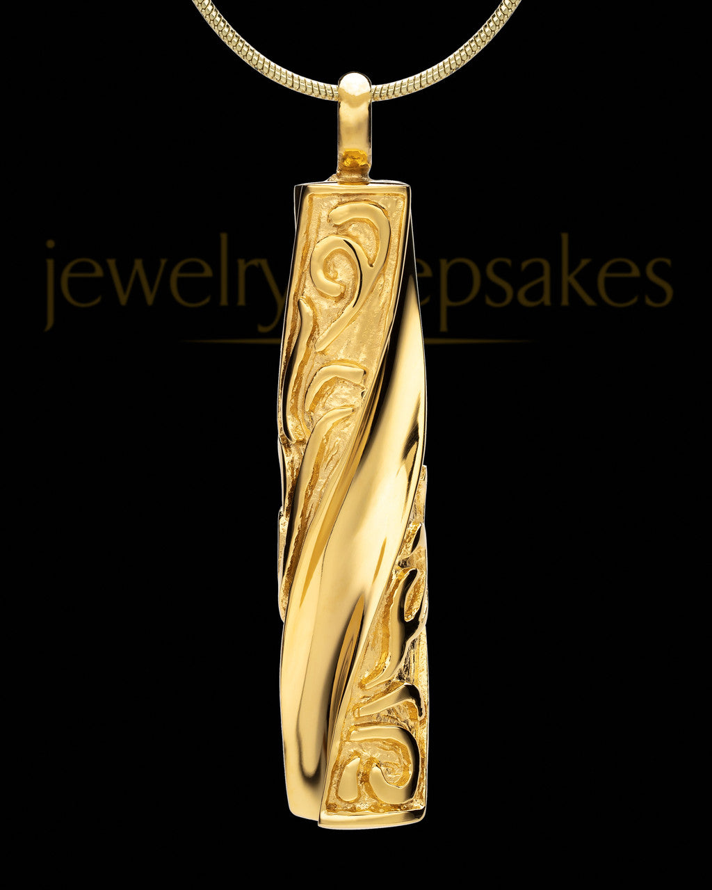 Gold Plated Stainless Turned Cylinder Cremation Jewelry