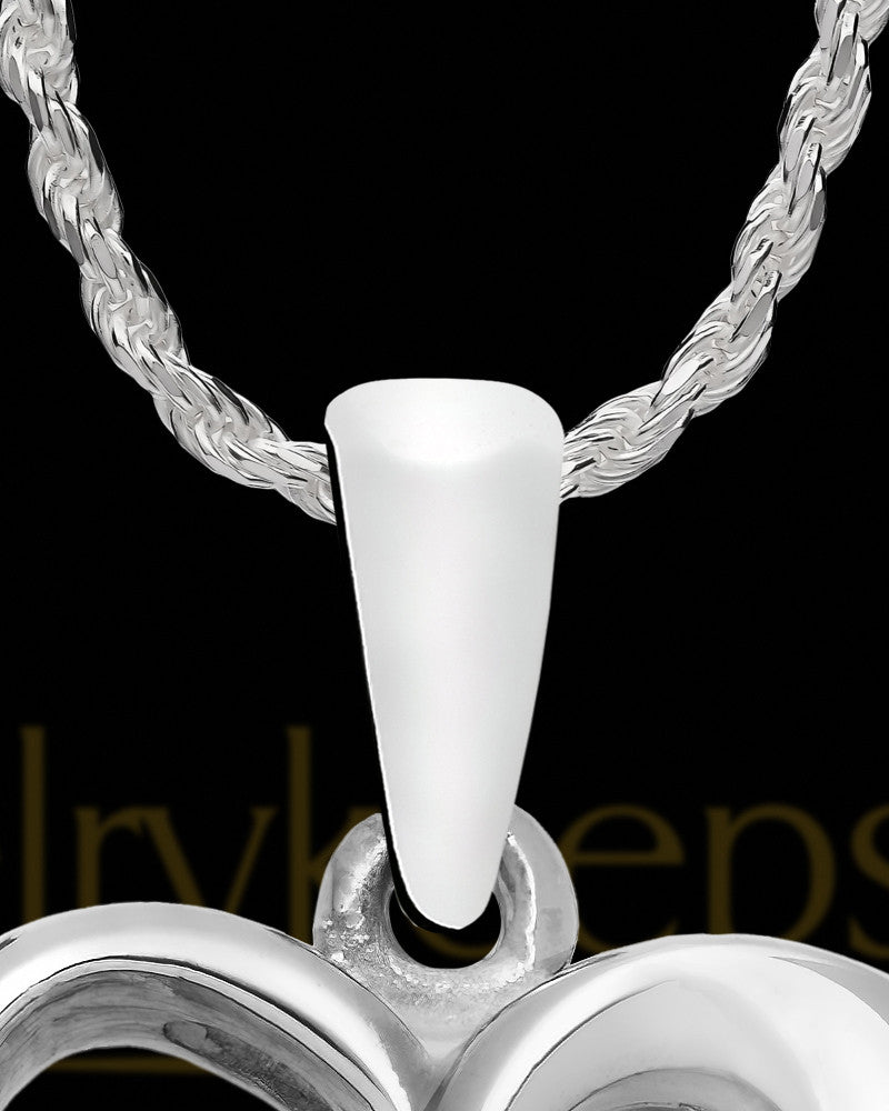 Contoured Sterling Silver Heart With Red Gem Charm For Ashes