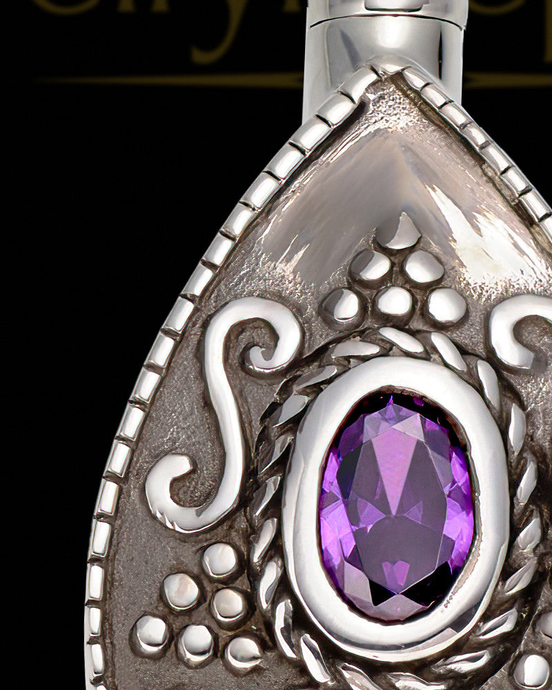 Sterling Silver Carved Teardrop Cremation Necklace