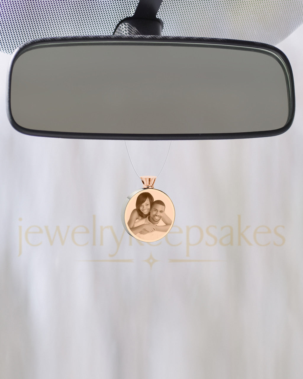 Photo Engraved Stainless Round Rose Gold Cremation Reflection Pendant