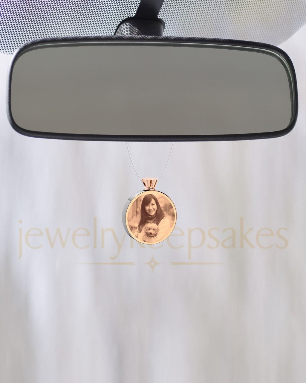 Photo Engraved Round Stainless Rose Gold Pet Ash Reflection Pendant