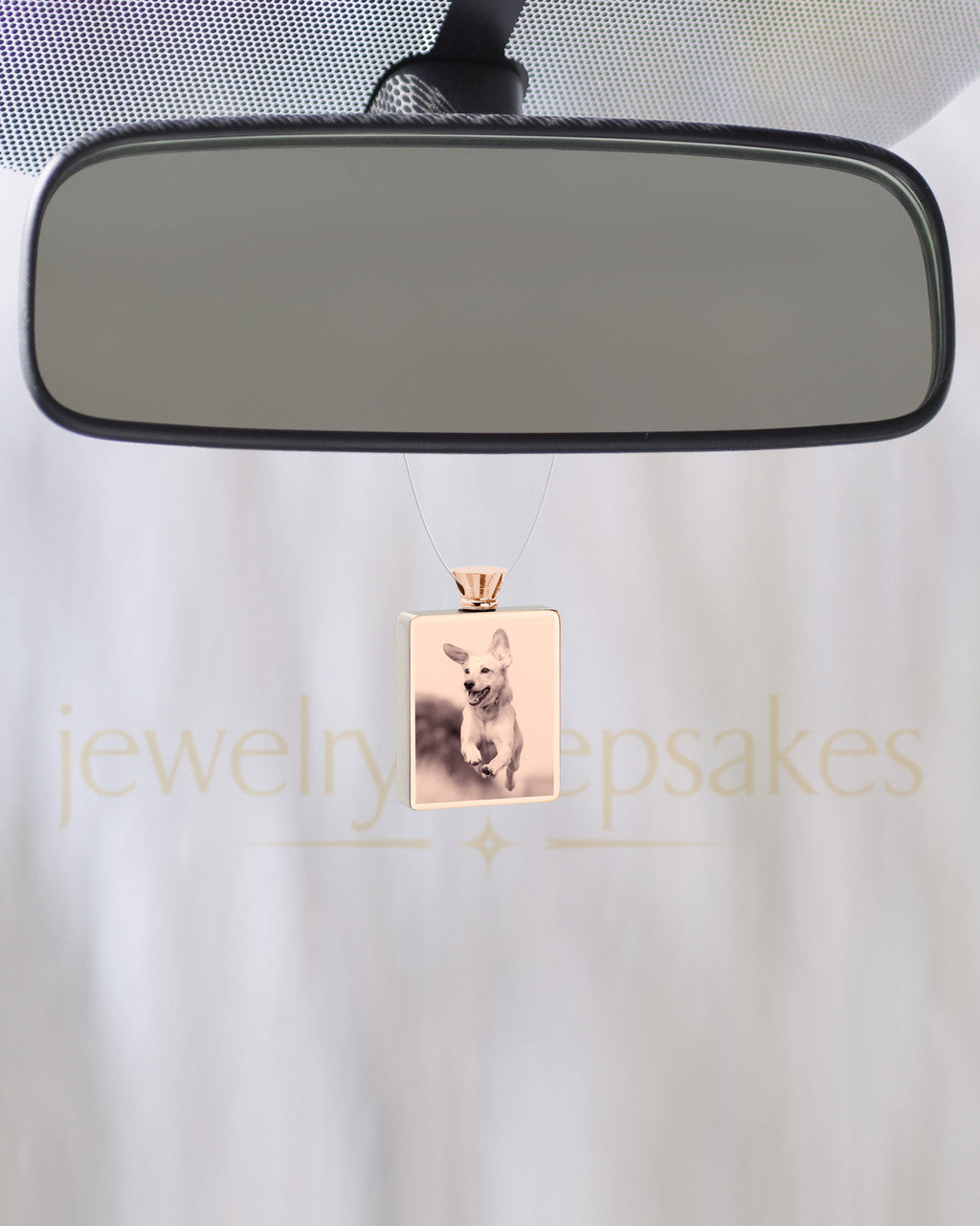 Photo Engraved Rectangle Rose Gold Plated Pet Ash Reflection Pendant