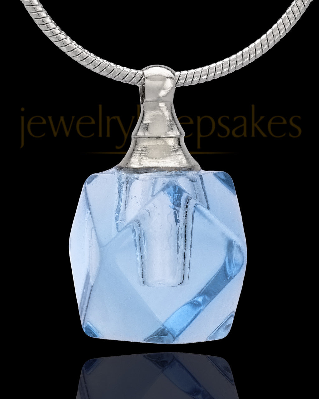 Urn Necklace Blue Cubes Glass Locket