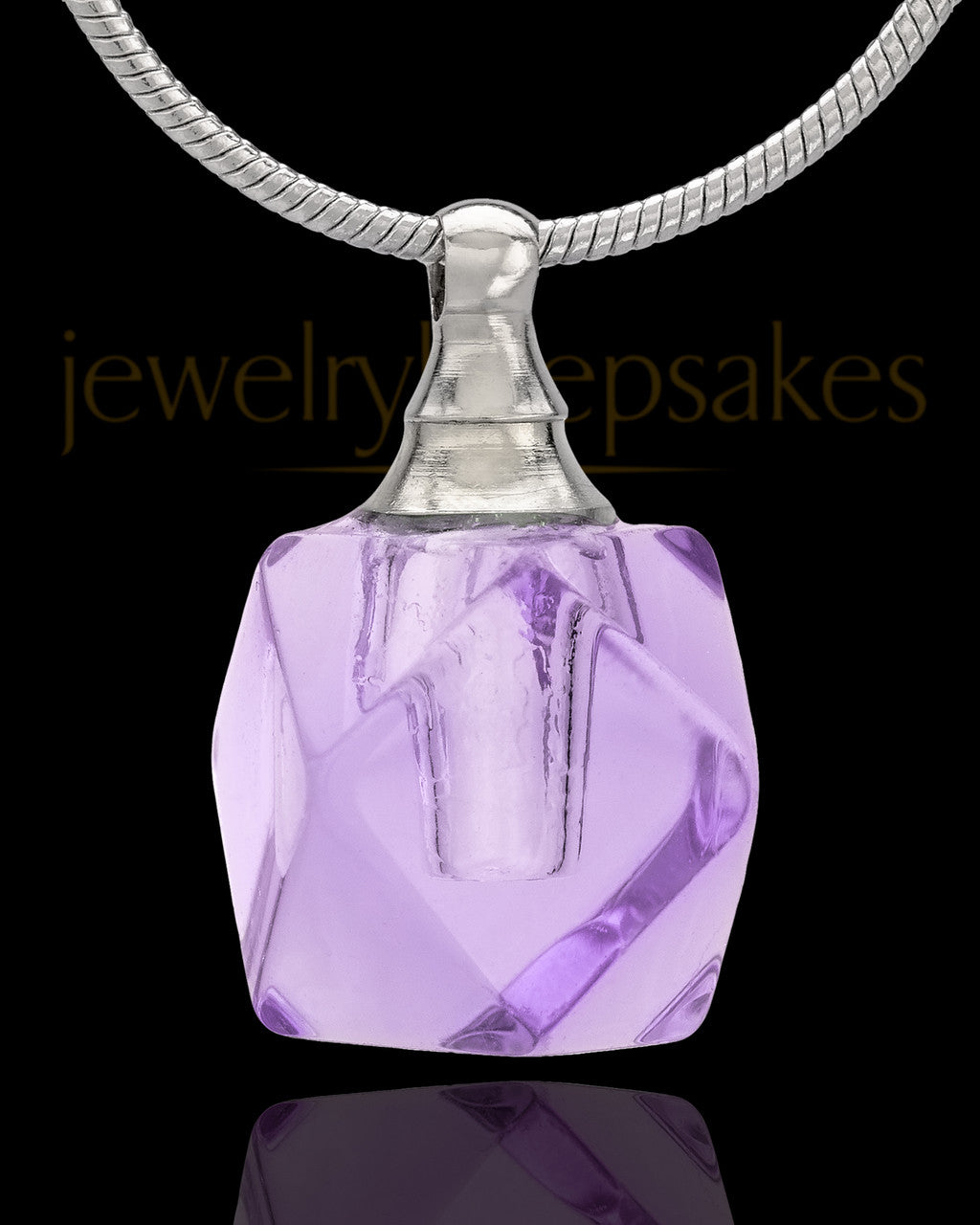 Urn Necklace Lavender Cubes Glass Locket