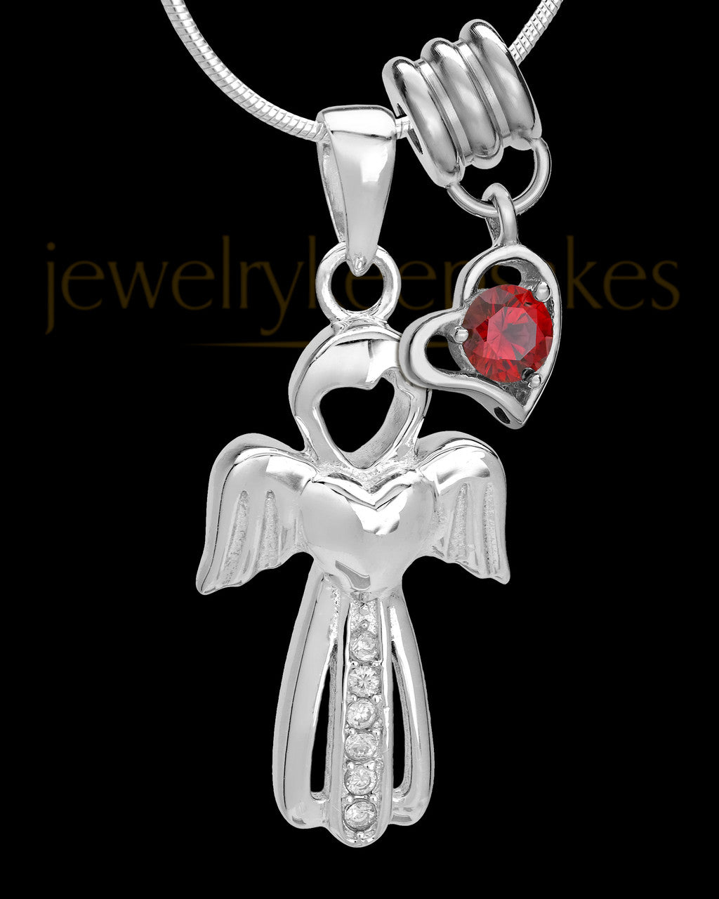Sterling Silver January Heavenly Attendant Cremation Urn Pendant