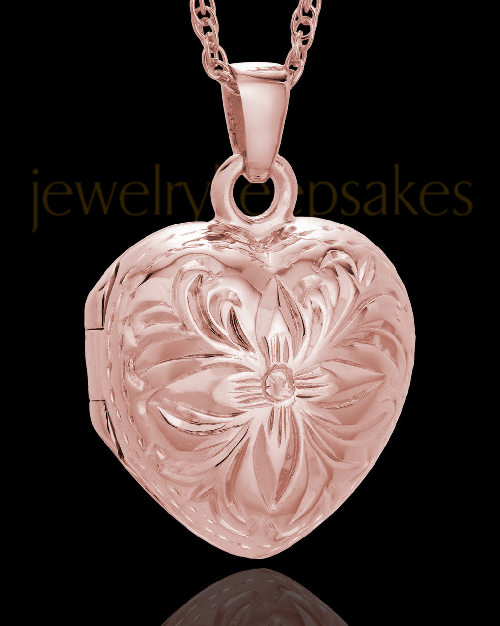 Cremation Jewelry 14K Rose Gold Daisy Heart Keepsake