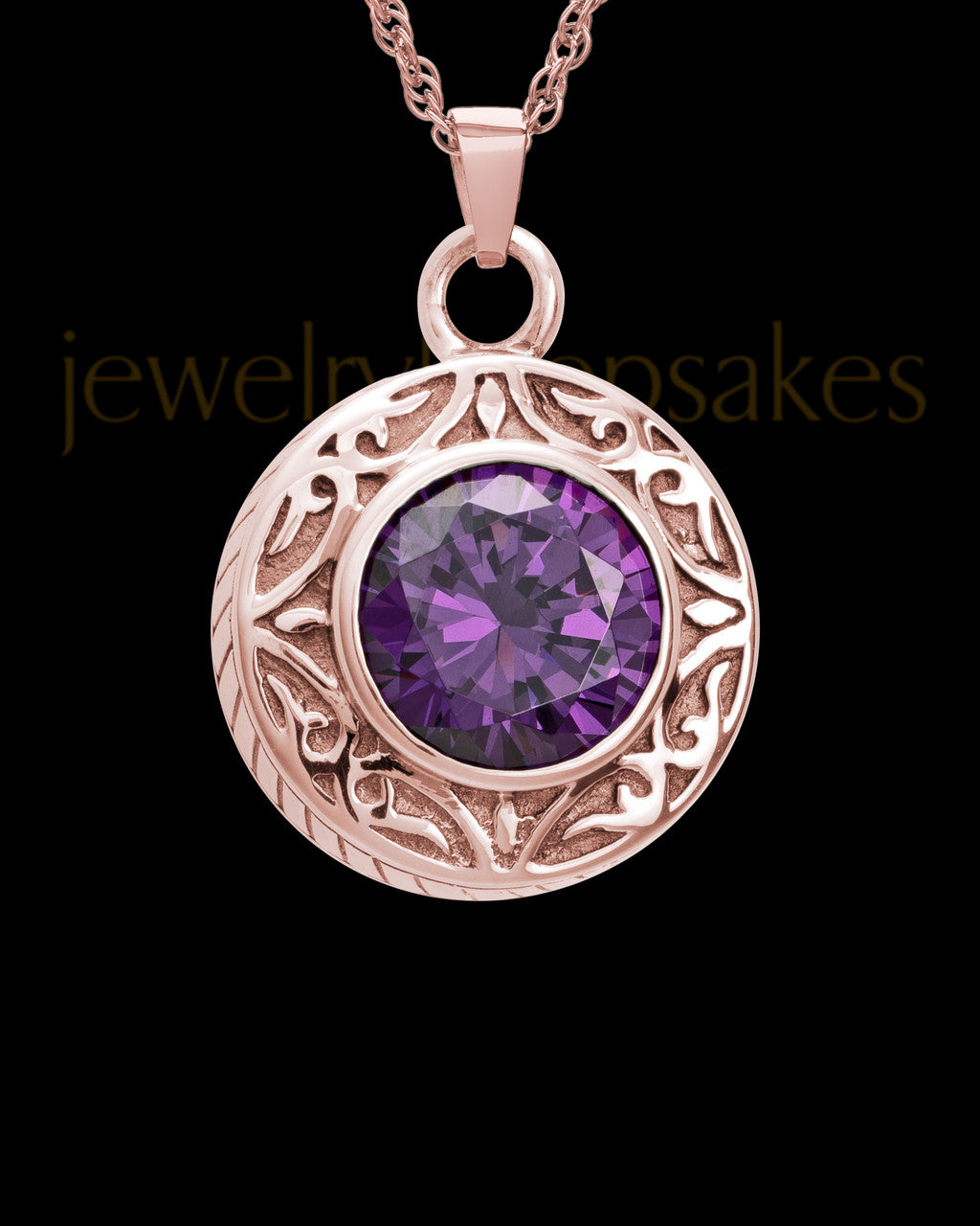Keepsake Cremation Jewelry 14K Rose Gold Plum