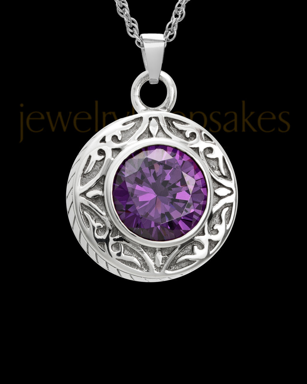 Keepsake Cremation Jewelry 14K White Gold Plum