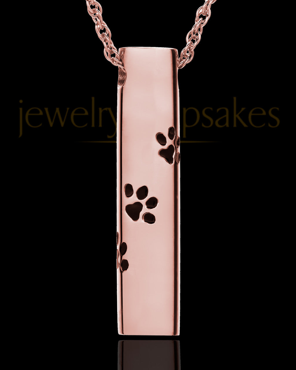 Pet Ash Pendant 14K Rose Gold Paw Cylinder Keepsake