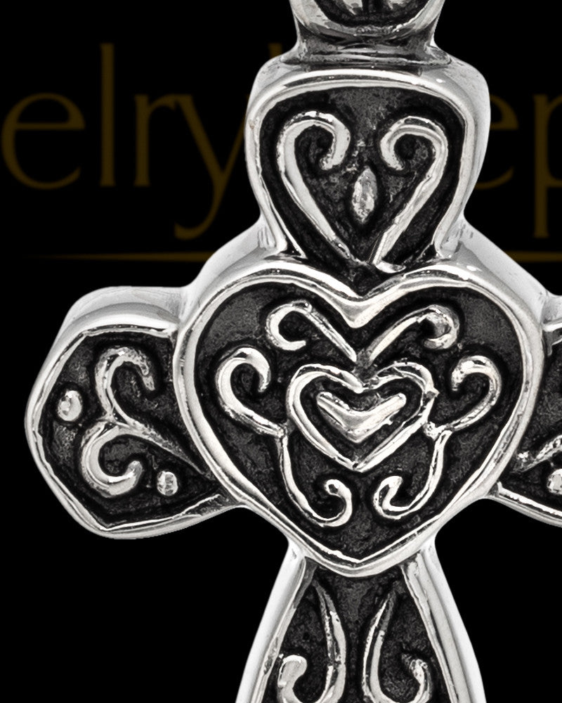 Cremation Pendant 14K White Gold Cathedral Cross Keepsake