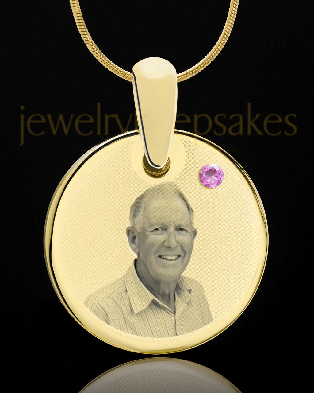 June Birthstone Gold Photo Round Pendant