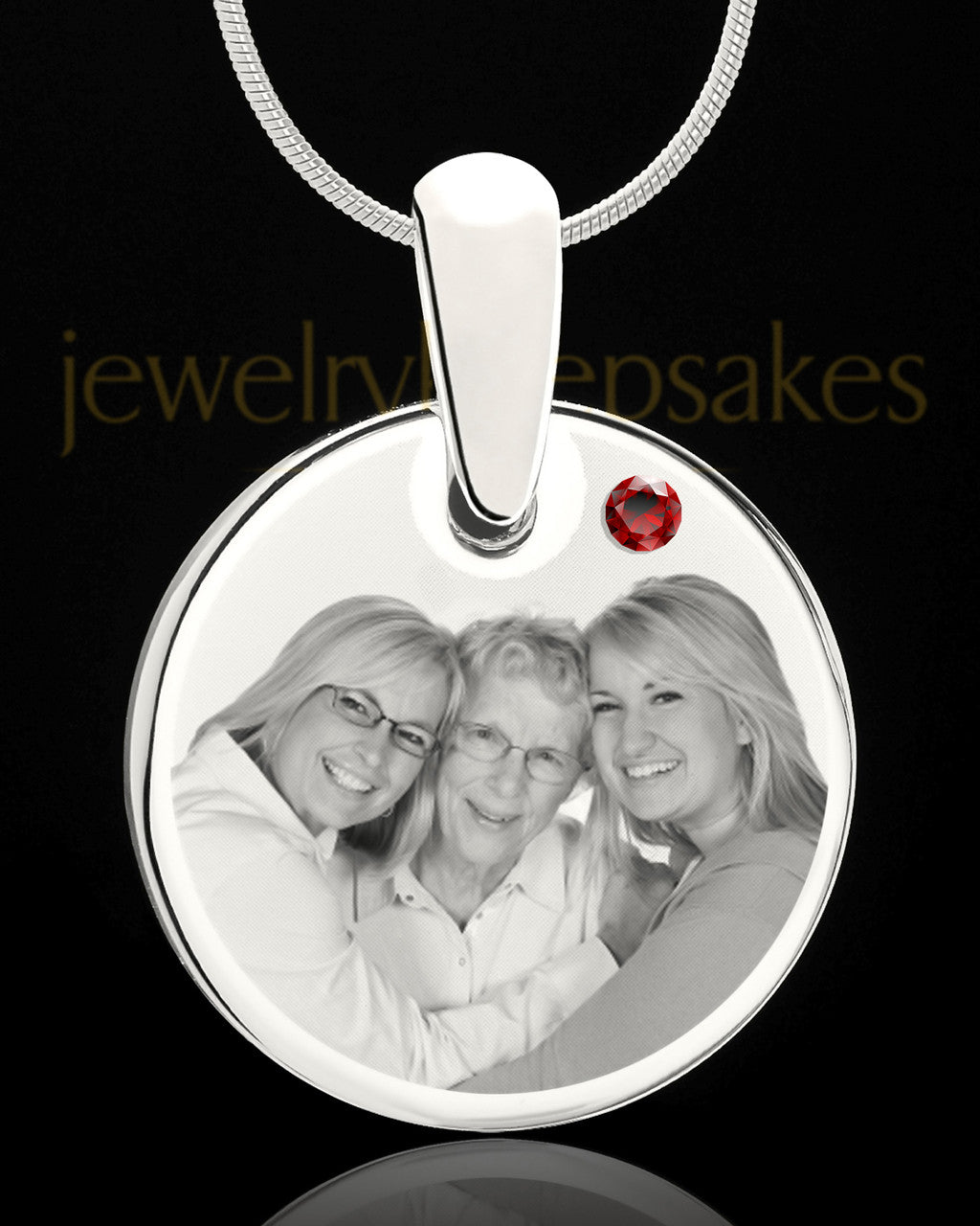 January Round Birthstone Stainless Steel Photo Pendant