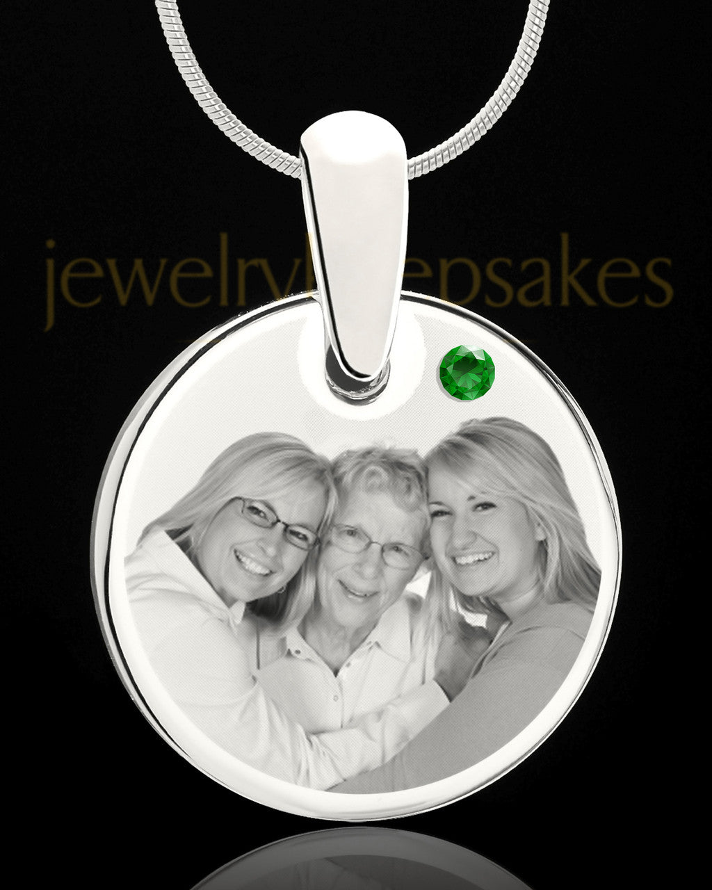 May Round Birthstone Stainless Steel Photo Pendant