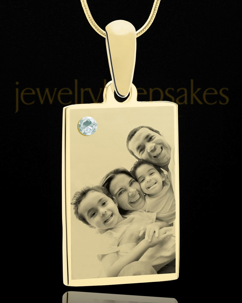 April Rectangle Gold Plated Photo Engraved Pendant