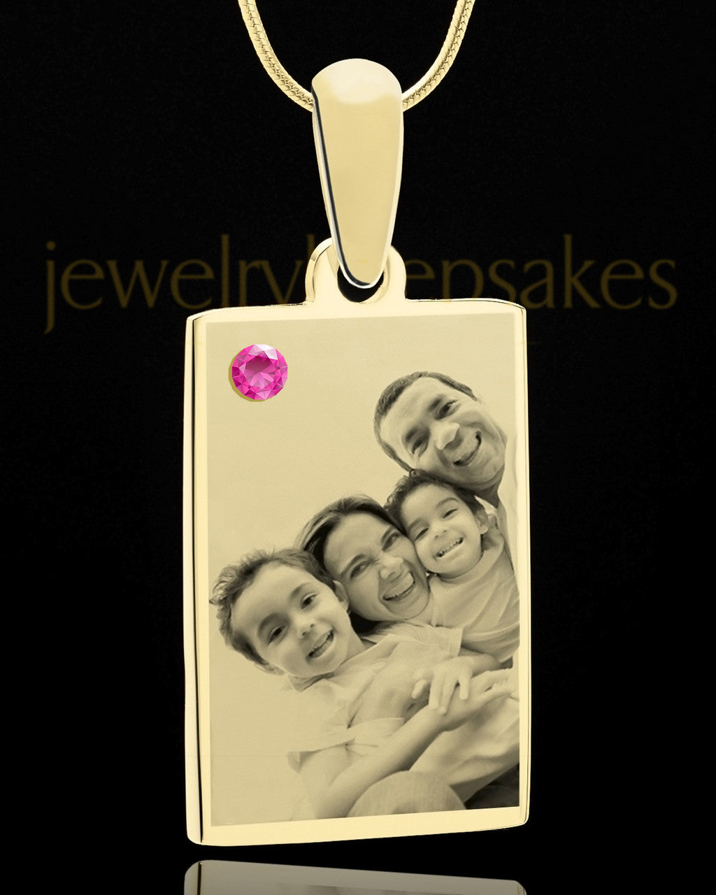 October Rectangle Gold Plated Photo Engraved Pendant