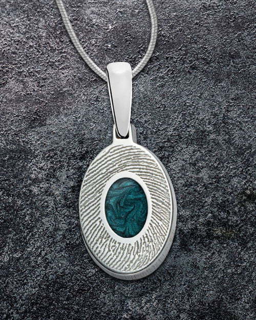 Sterling Silver Small Oval  Ash and Thumbprint Pendant