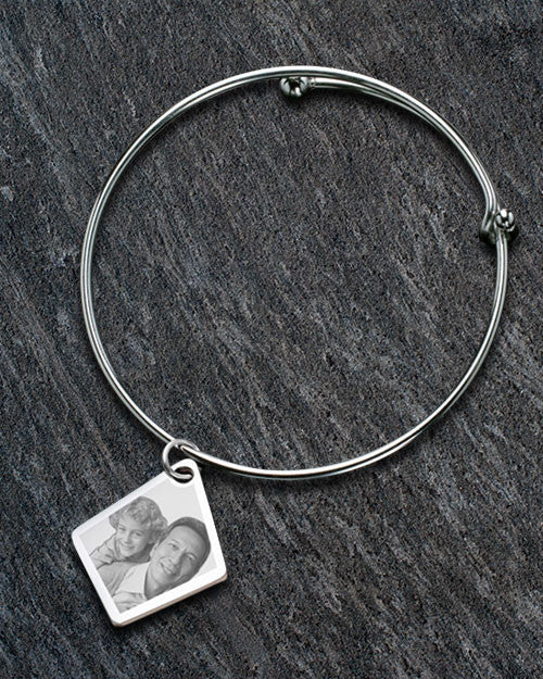Sophisticate Elongated Diamond Photo Engraved Bracelet