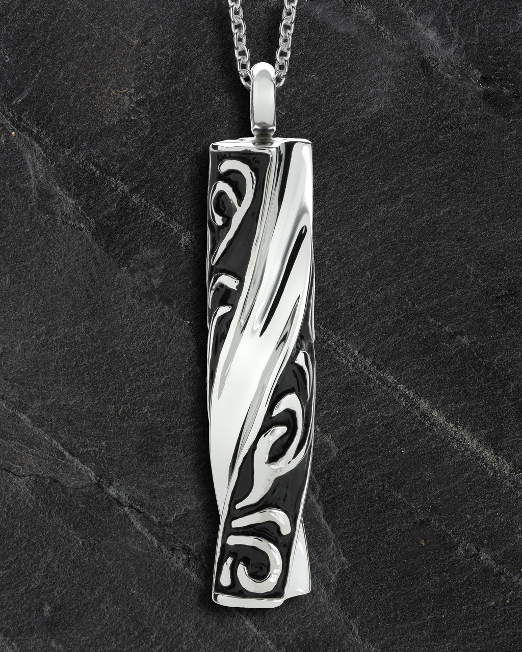Steel Men's Turned Cylinder Cremation Jewelry