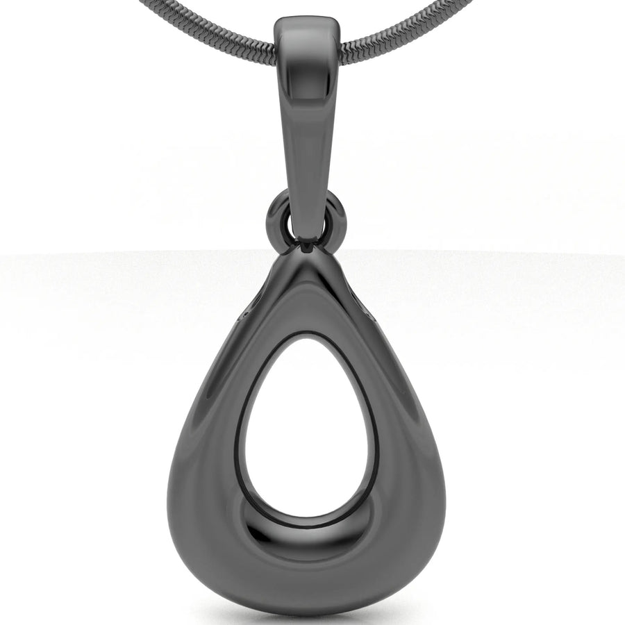 Custom Black Plated Teardrop Permanently Sealed Pendant