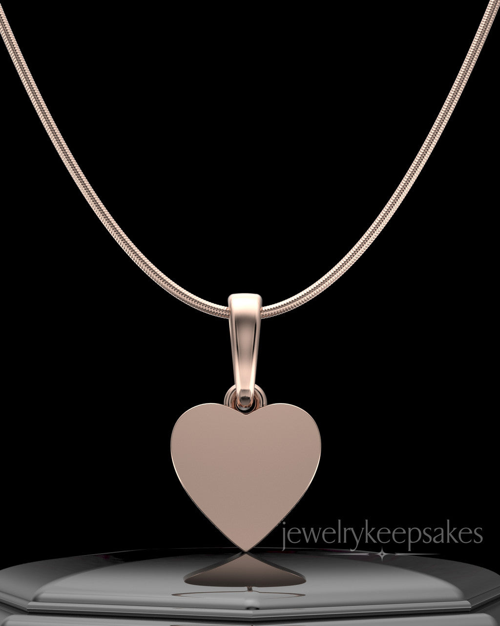 Rose Gold Plated Wholesome Heart Permanently Sealed Waterproof Keepsake Jewelry