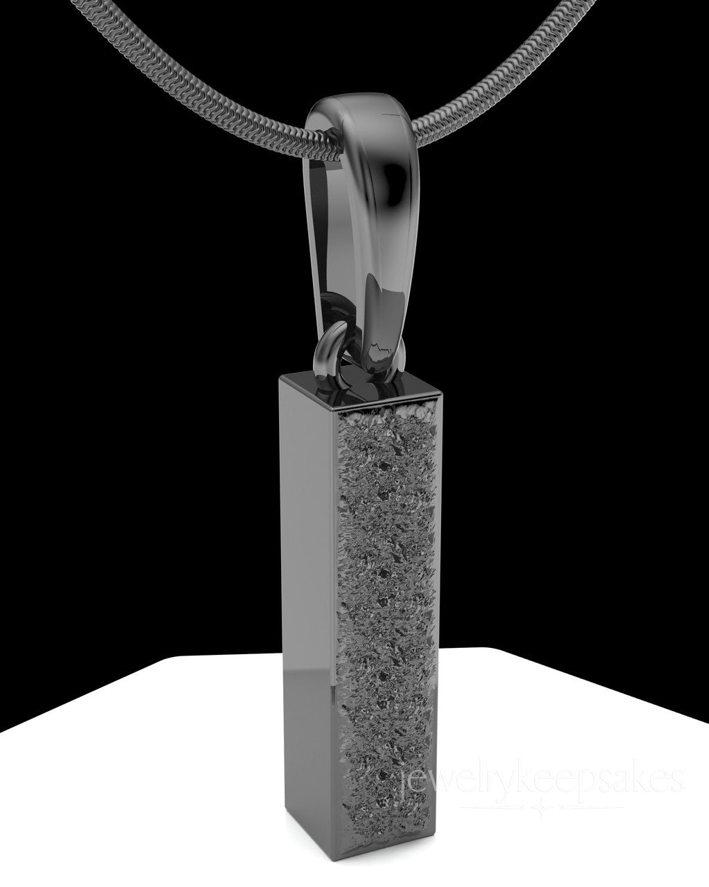 Black Plated Textured Rectangle  Permanently Sealed Waterproof Cremation Pendant
