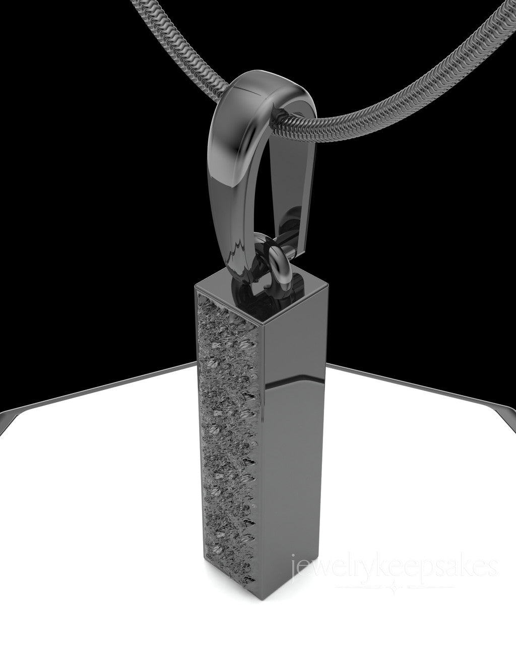 Black Plated Textured Rectangle  Permanently Sealed Waterproof Cremation Pendant