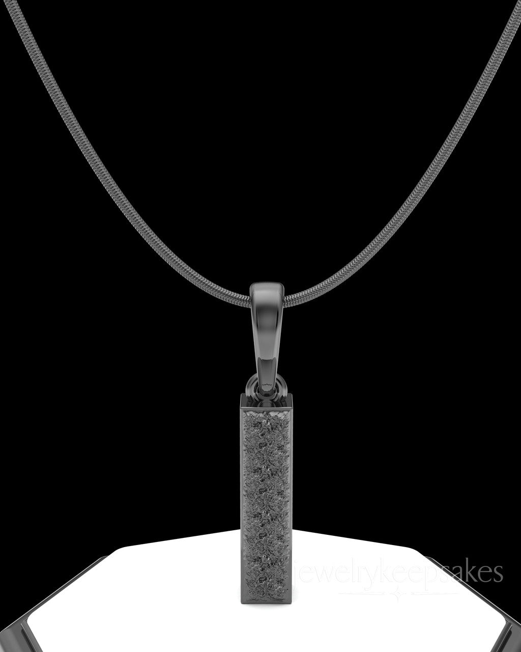 Black Plated Textured Rectangle  Permanently Sealed Waterproof Cremation Pendant