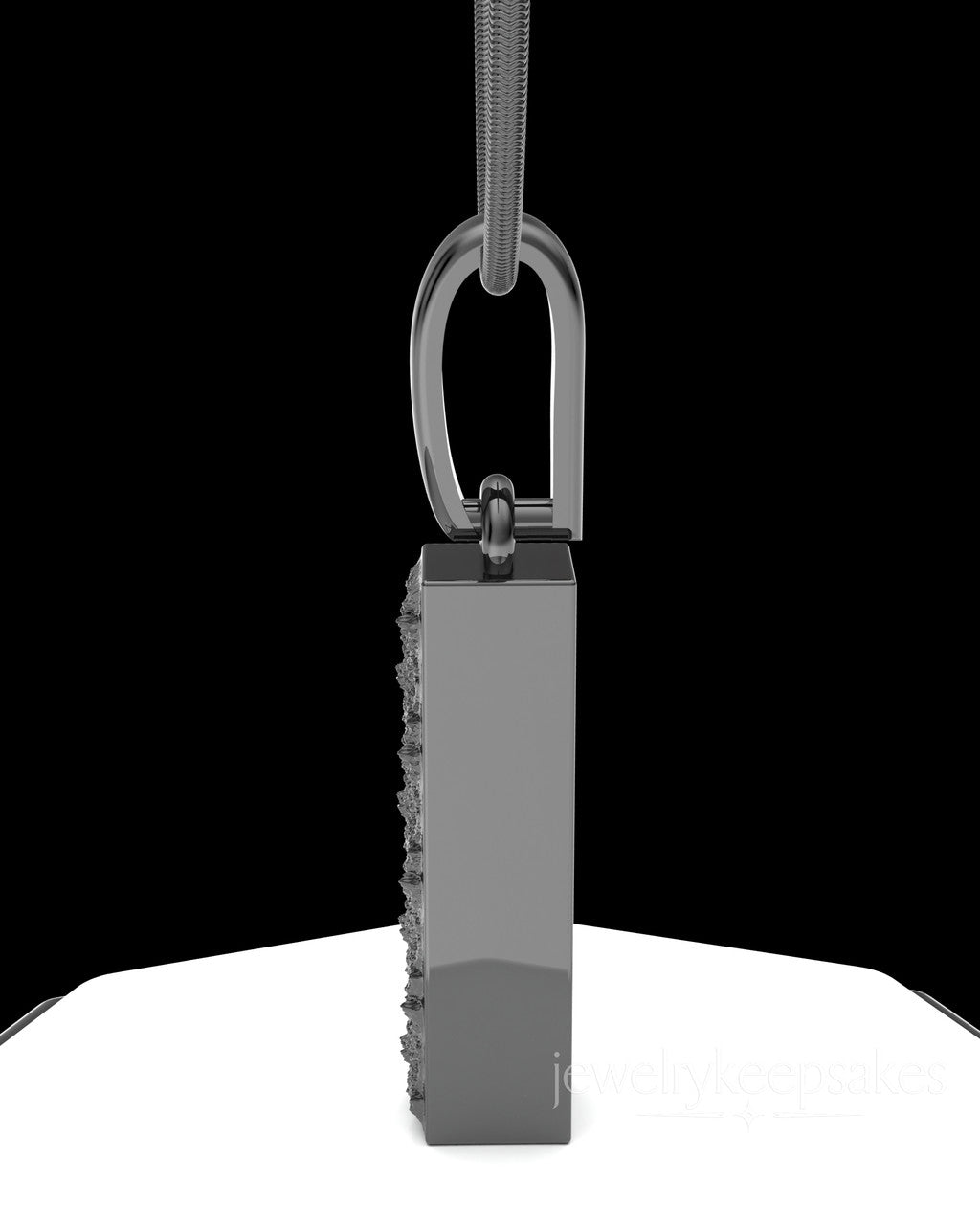 Black Plated Textured Rectangle  Permanently Sealed Waterproof Cremation Pendant