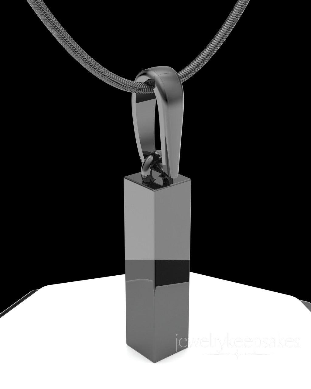 Black Plated Textured Rectangle  Permanently Sealed Waterproof Cremation Pendant