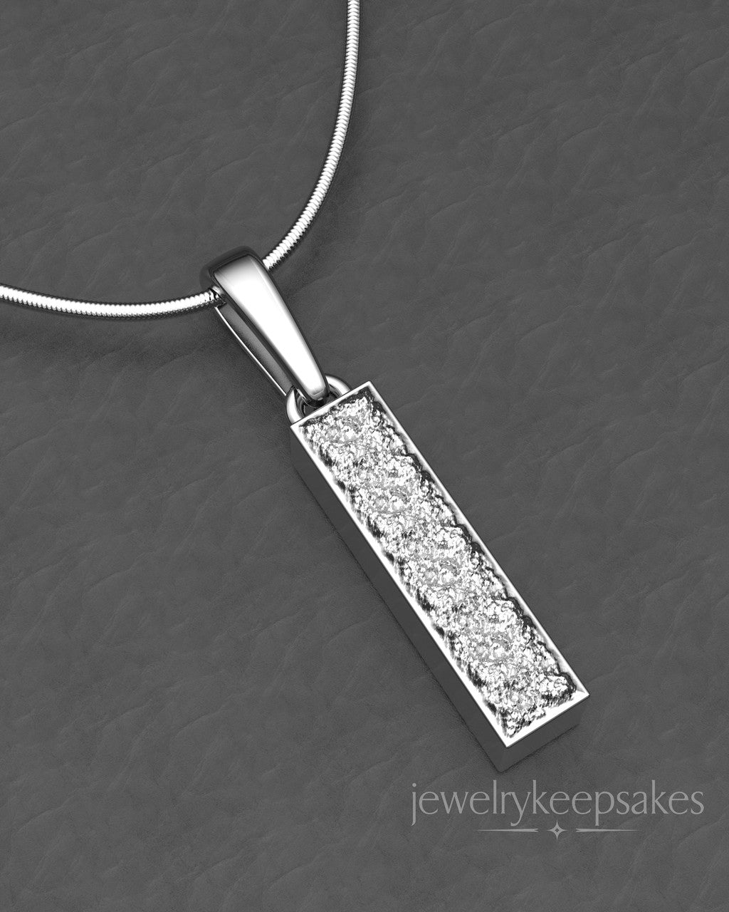 Sterling Silver Textured Rectangle  Permanently Sealed Waterproof Cremation Pendant