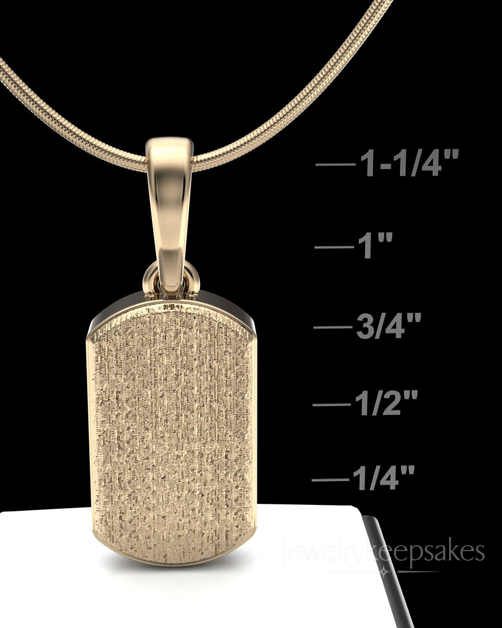 Solid 14k Gold Textured Dog Tag Permanently Sealed Waterproof Cremation Pendant