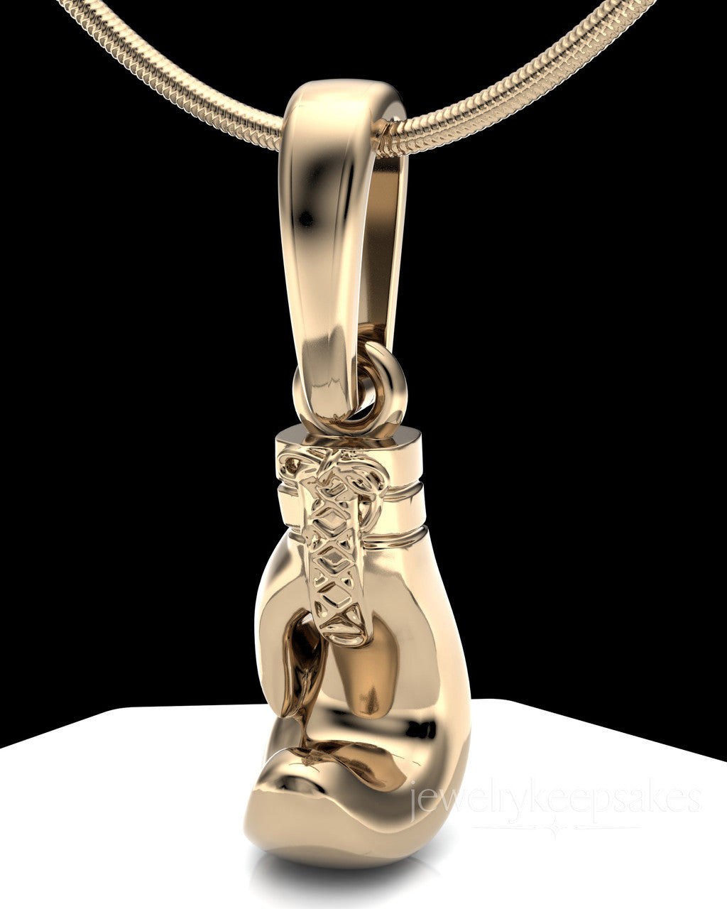 Solid 14K Gold Boxing Glove Permanently Sealed Waterproof Cremation Pendant
