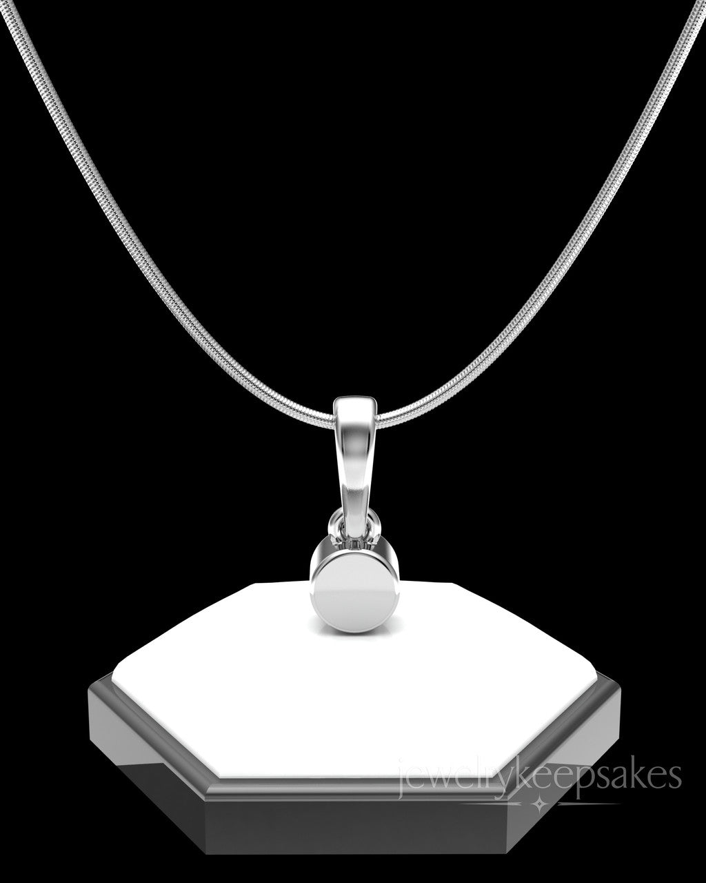 Solid 14k White Gold Small Round  Permanently Sealed Waterproof Cremation Pendant