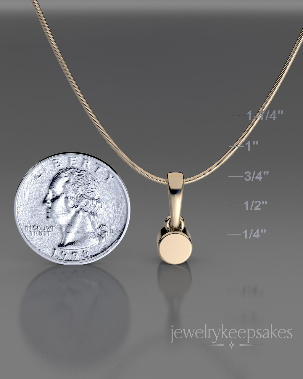 Solid 14K Gold Small Round Permanently Sealed Waterproof Cremation Pendant