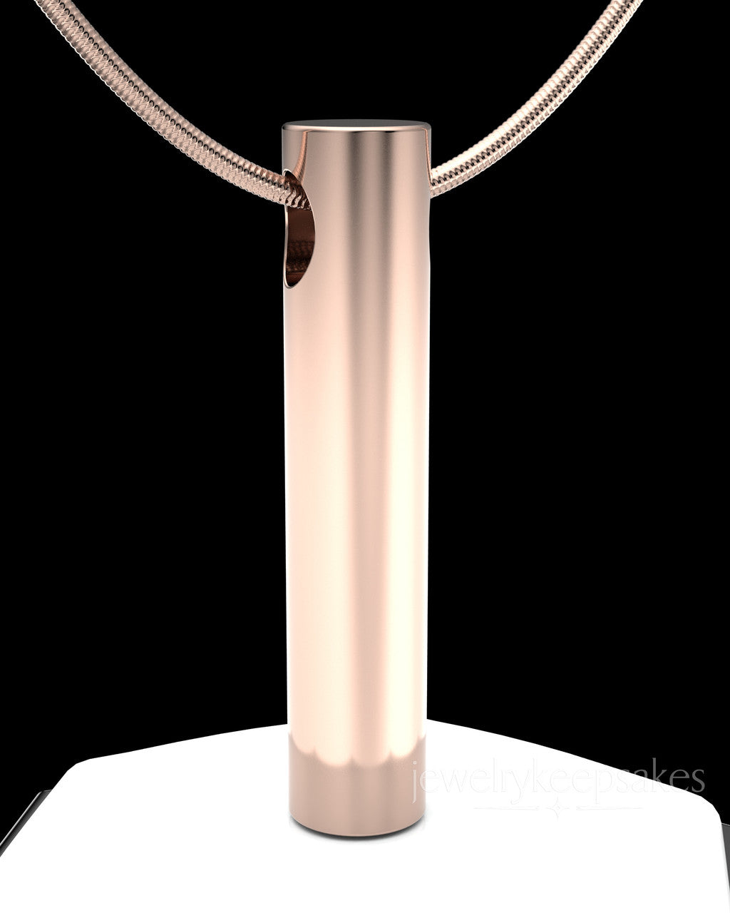 Rose Gold Plated Long Cylinder Permanently Sealed Waterproof Cremation Pendant