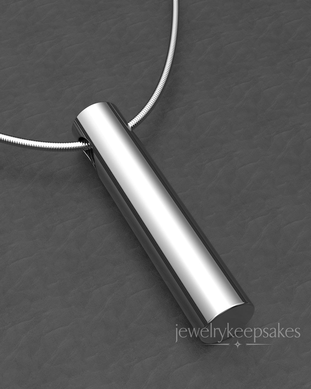 Solid 14k White Gold Long Cylinder Permanently Sealed Waterproof Cremation Pendant