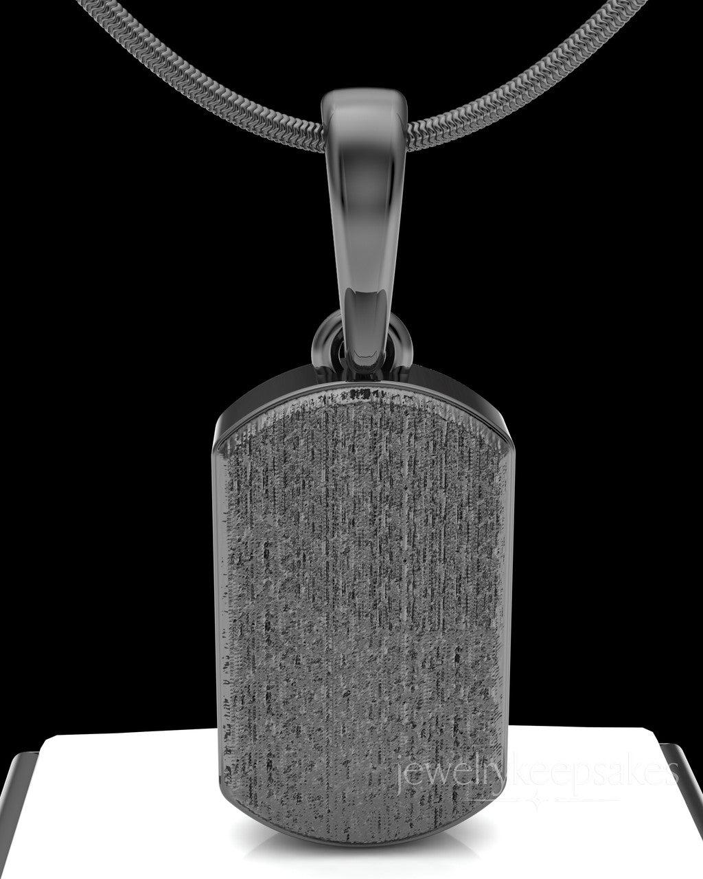Black Plated Textured Dog Tag Permanently Sealed Waterproof Cremation Pendant