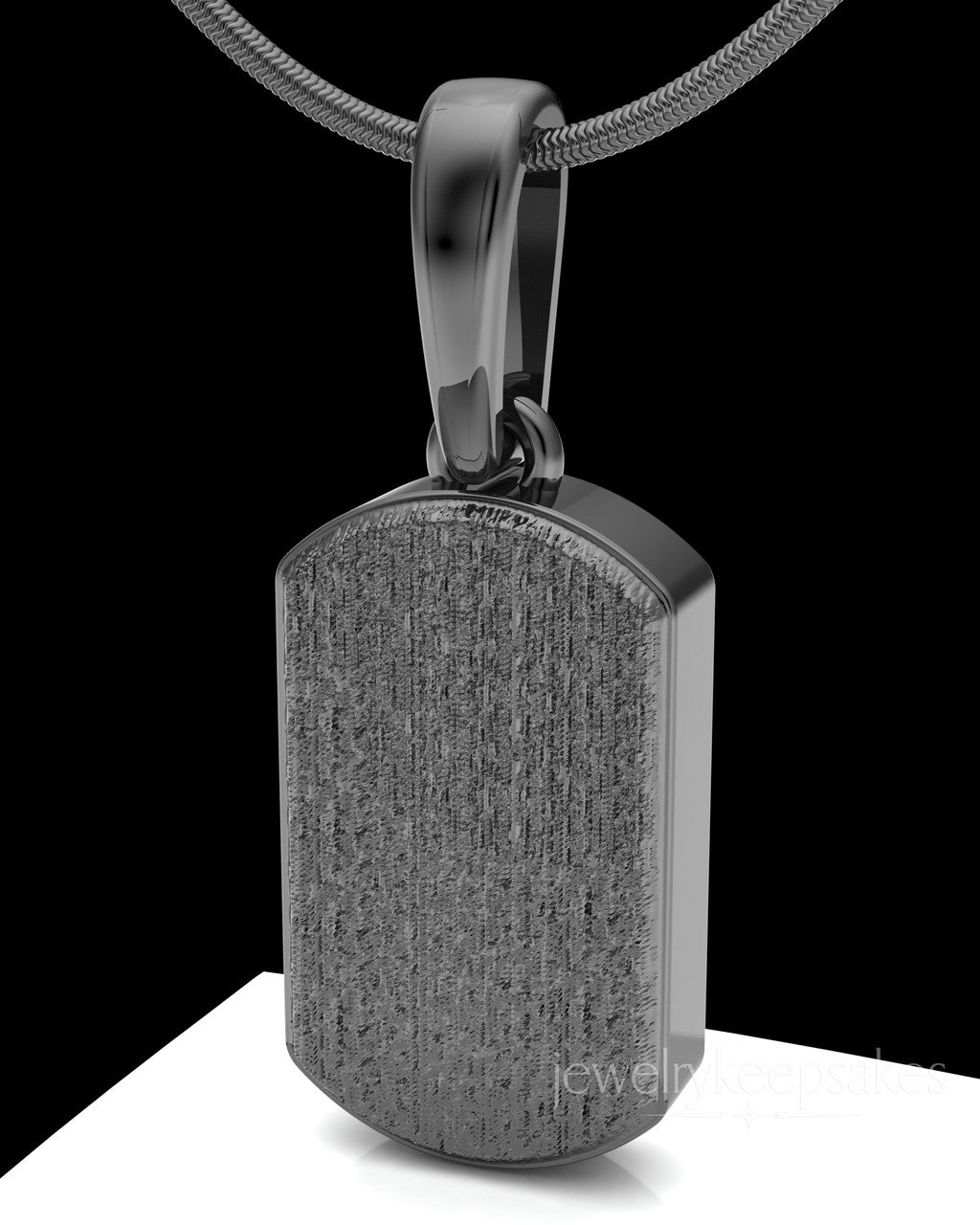 Black Plated Textured Dog Tag Permanently Sealed Waterproof Cremation Pendant