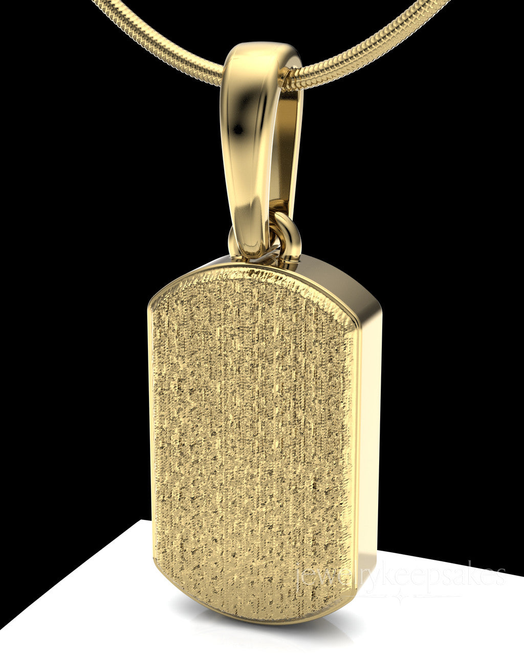Gold Plated Textured Dog Tag Permanently Sealed Waterproof Cremation Pendant