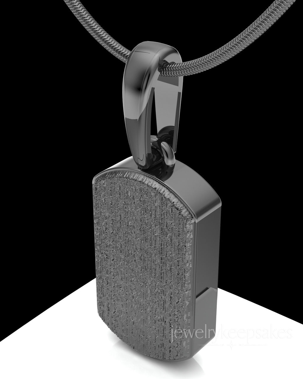 Black Plated Textured Dog Tag Permanently Sealed Waterproof Cremation Pendant