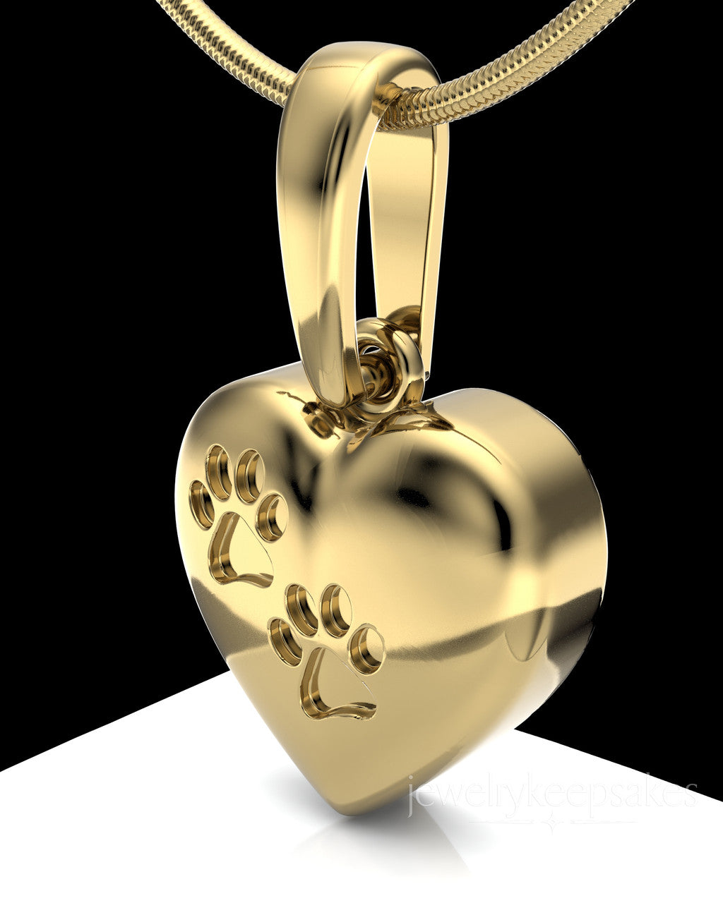 Gold Plated Heart with Paws Permanently Sealed Waterproof Cremation Pendant