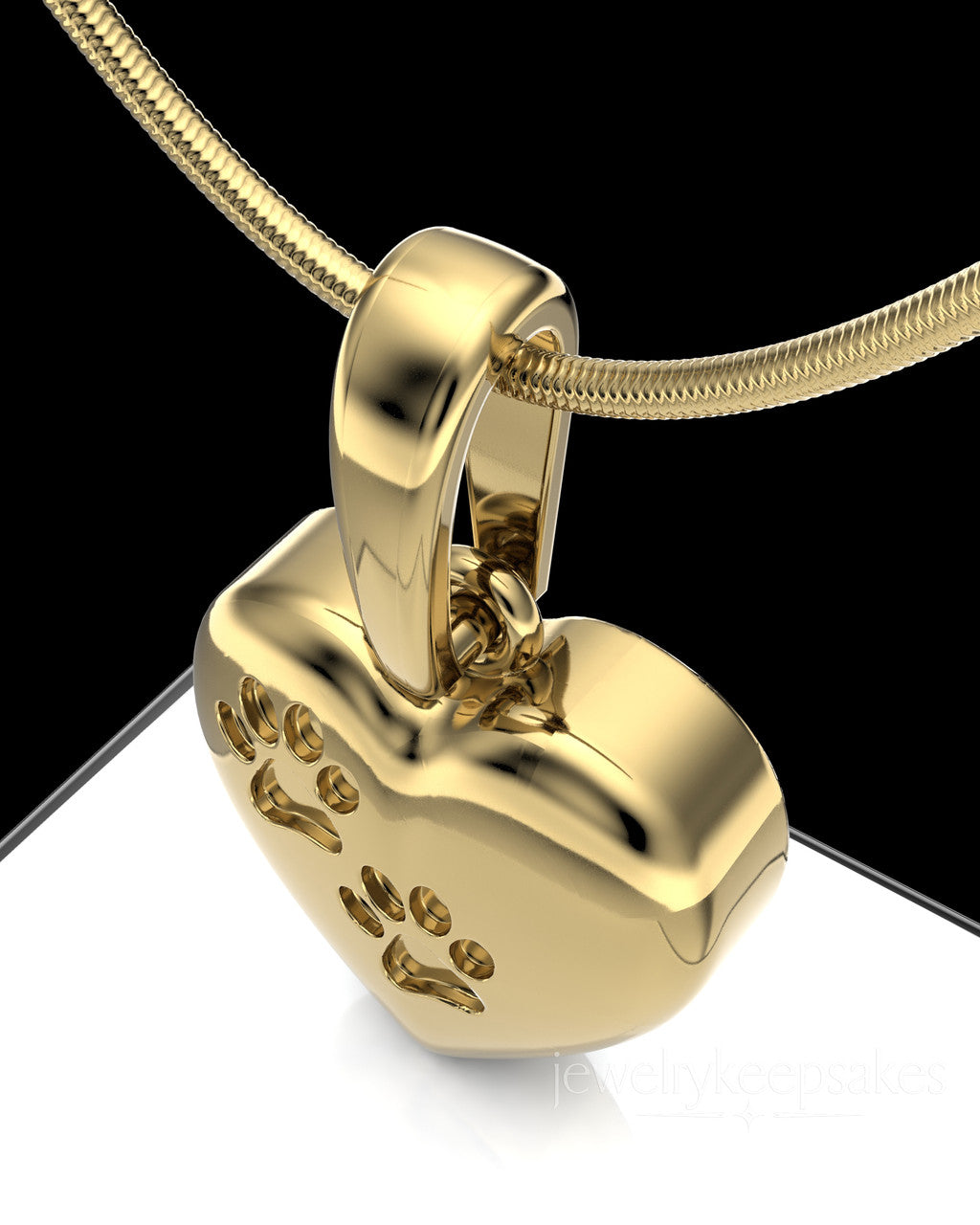 Gold Plated Heart with Paws Permanently Sealed Waterproof Cremation Pendant