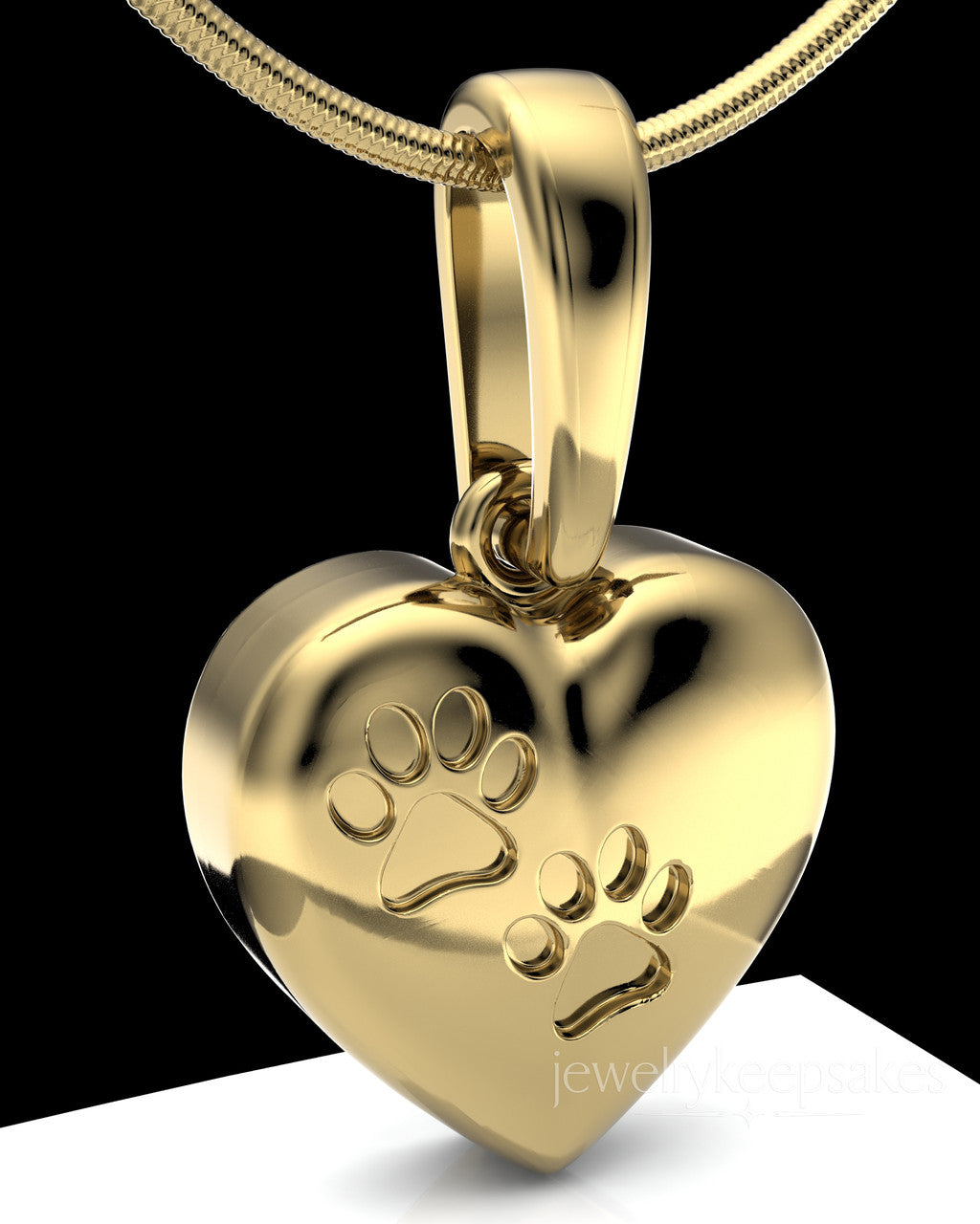 Gold Plated Heart with Paws Permanently Sealed Waterproof Cremation Pendant