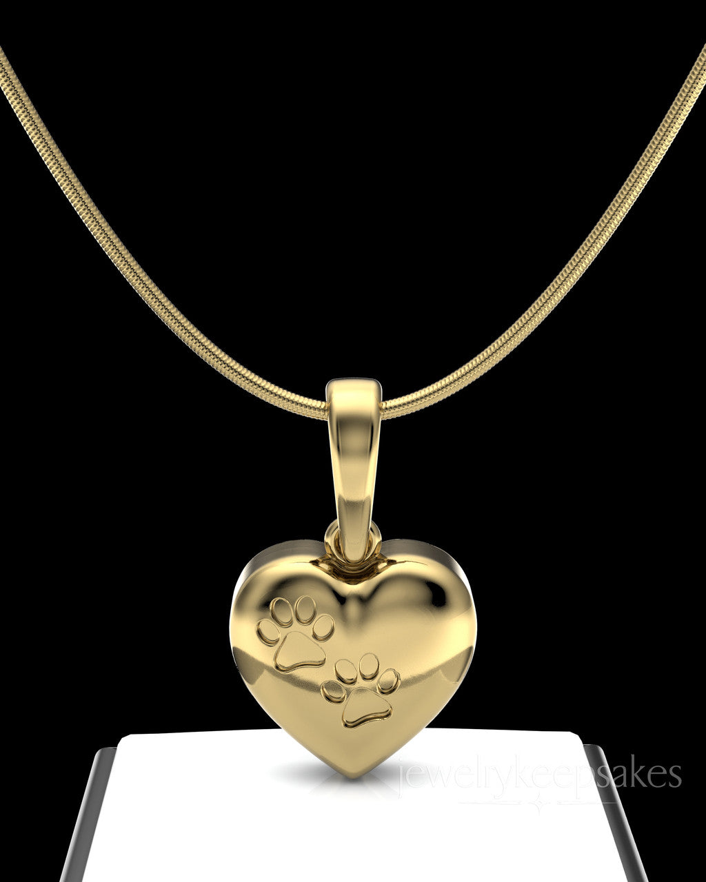 Gold Plated Heart with Paws Permanently Sealed Waterproof Cremation Pendant