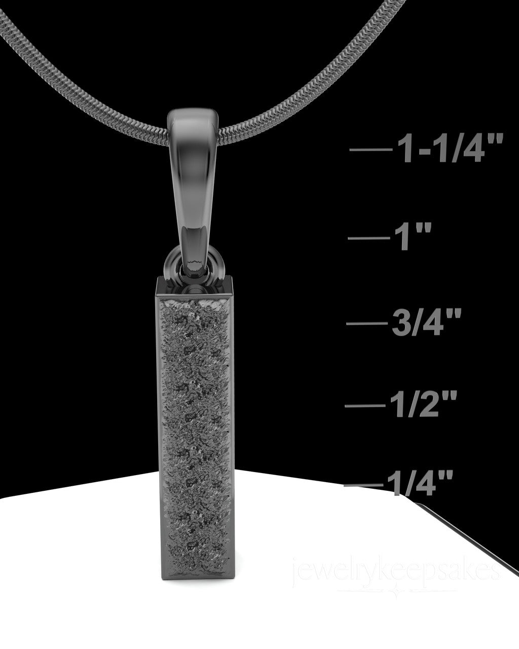 Black Plated Textured Rectangle  Permanently Sealed Waterproof Cremation Pendant