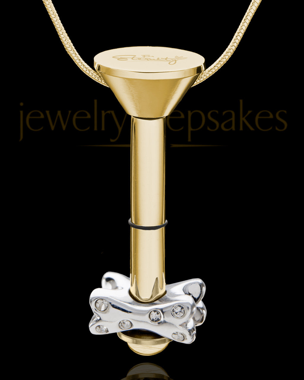 Gold Plated Stainless Millenium Urn Pendant and Fetch Me Bone Charm
